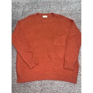 Becool Women's S/M Rust Orange Oversized Pocket Sweater Crewneck Pullover
